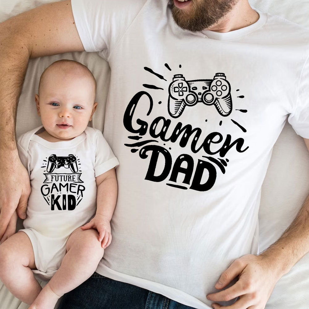 Personalized Dad And Baby Matching Set Gamer Dad Matching Shirt Baby Onesie Gift For New Dad