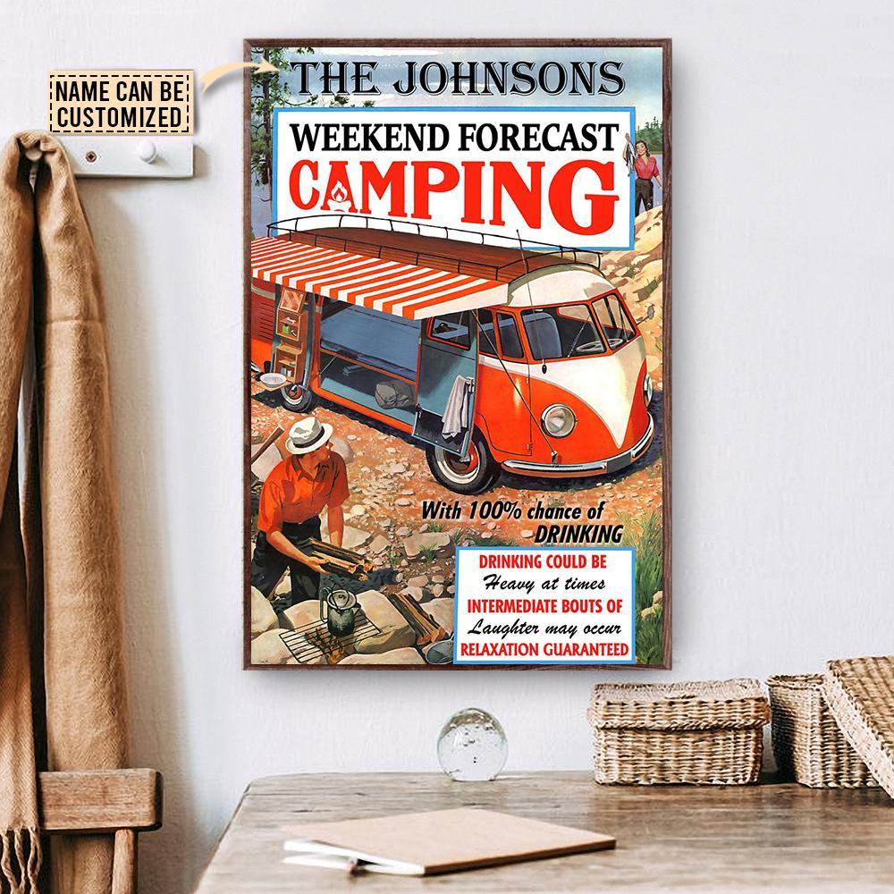 Aeticon Gifts Personalized Camping Retro Forecast Family Canvas Mom Dad Gift Home Decor