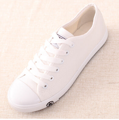 New Women Canvas Shoes Casual Lace-Up Cute Spring Candy Colors Ladies Flats White  Shoes Woman