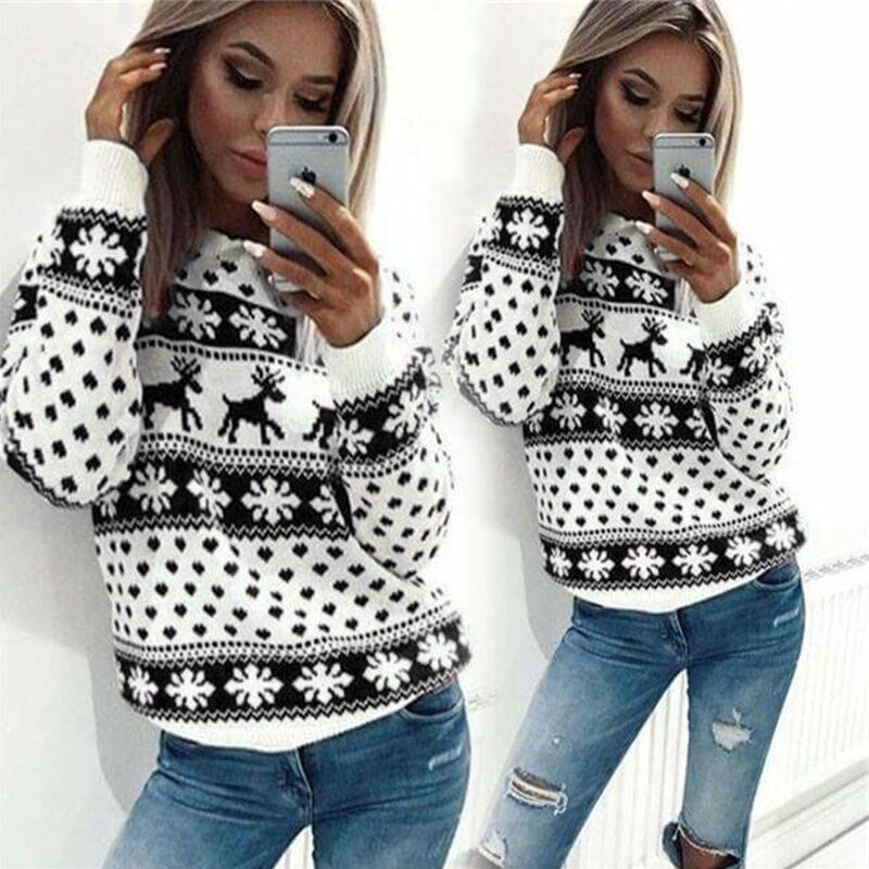 2018 Women Lady Jumper Sweater Pullover Tops Coat Christmas Winter Womens Ladies Warm Brief Sweaters Clothing 2 COLOUR 4 Size alx