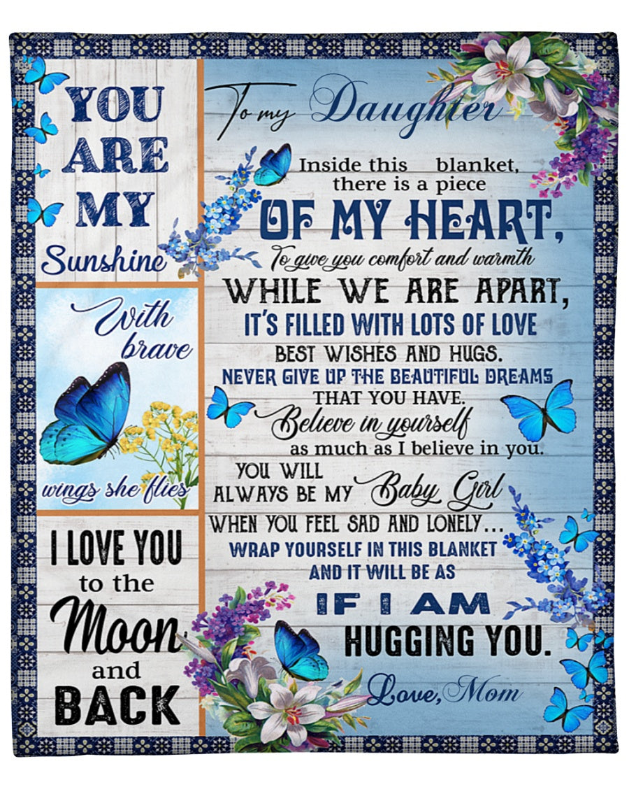 To My Daughter When You Feel Sad And Lonely Fleece Blanket Gift For Family, Birthday, Daughter, Mother To Daughter Gift Home Decor Bedding Couch Sofa Soft And Comfy