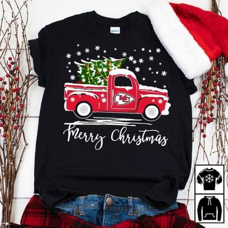 Kansas City Chiefs Merry Christmas Christmas Tree Truck T Shirt