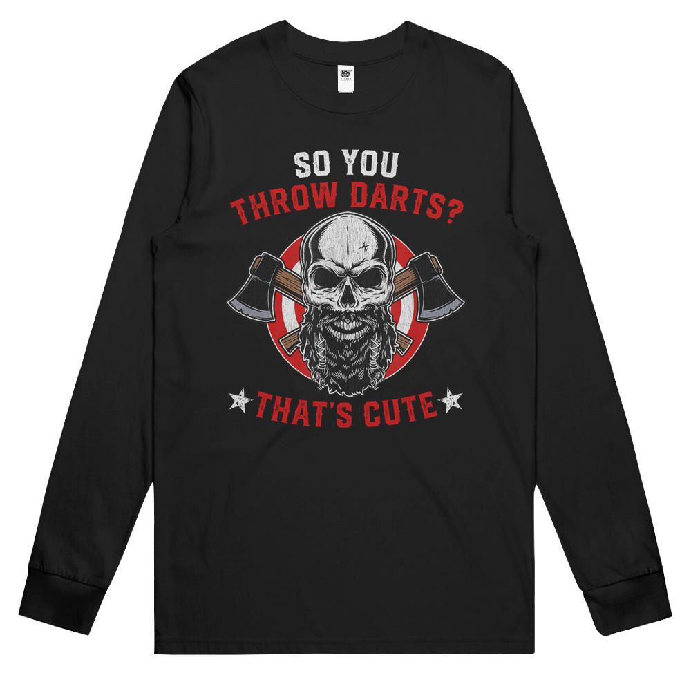 Axe Throwing Skull Axes Hatchet Throwing Long Sleeve T Shirts