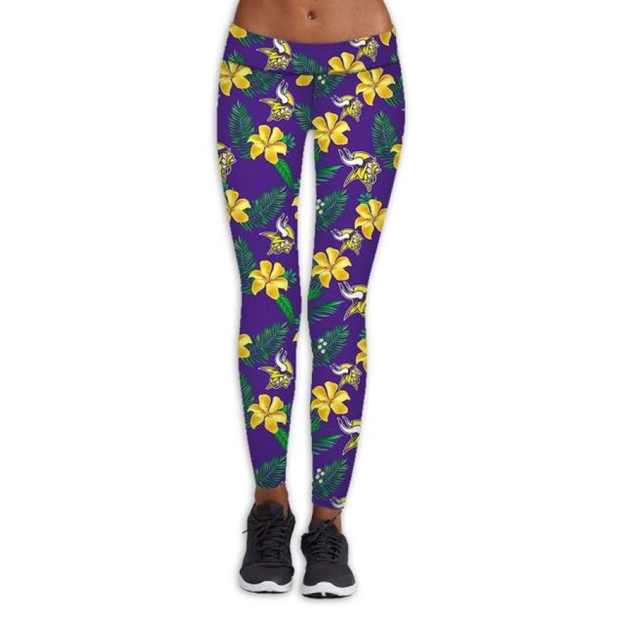 Minnesota Vikings Flower Print Leggings