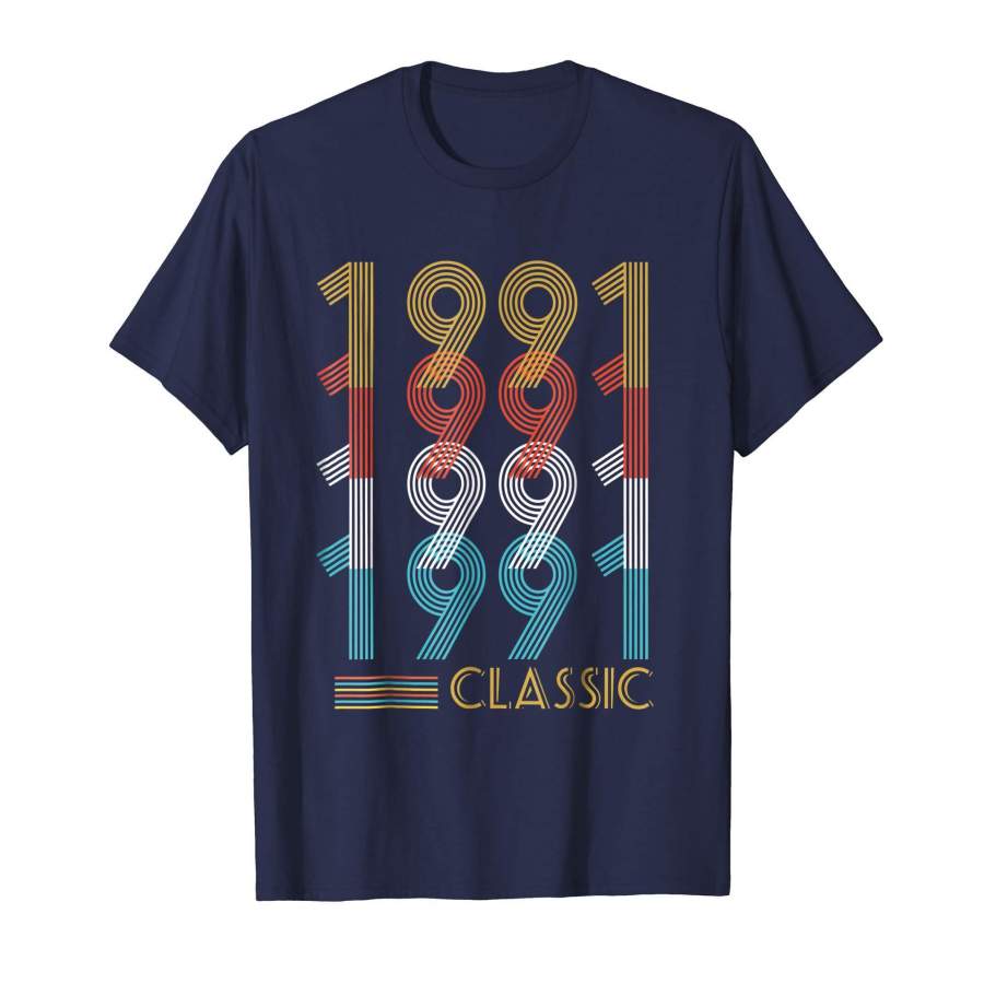 27th Birthday Gift Vintage 1991 T-Shirt For Men Women