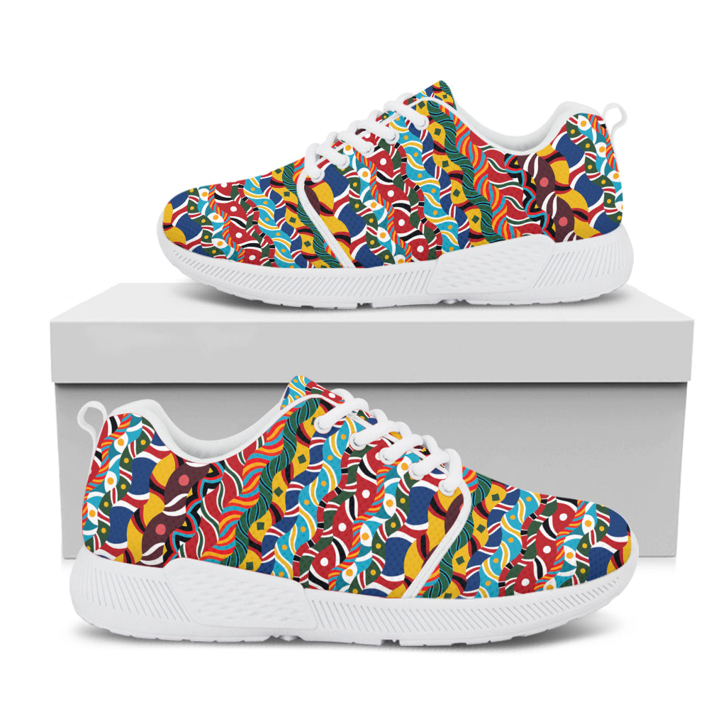 Afro African Ethnic Pattern Print White Athletic Shoes