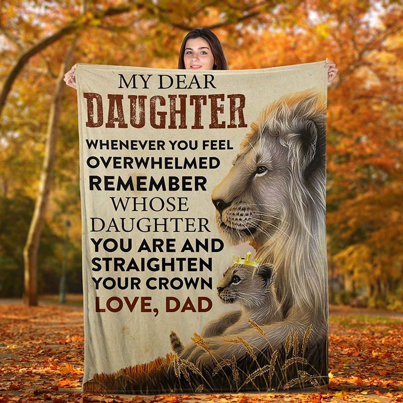 Skitongifts Blanket For Sofa Throws, Bed Throws Blanket – Lion Dad To My Daughter Remember Whose Daughter You Are-Tt0112