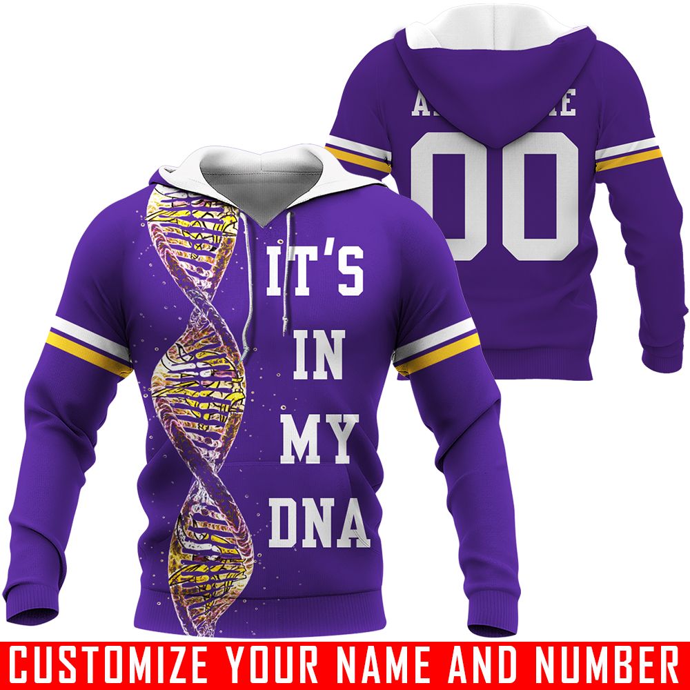 Minnesota Vikings – It’s In My DNA – CUSTOMIZE NAME AND NUMBER – HOT SALE 3D PRINTED – NOT IN STORE