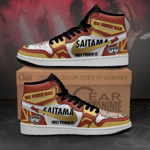 Saitama Jordan Sneakers Just Punch It One Punch Man Anime Shoes Mn10 Jordan Sneaker