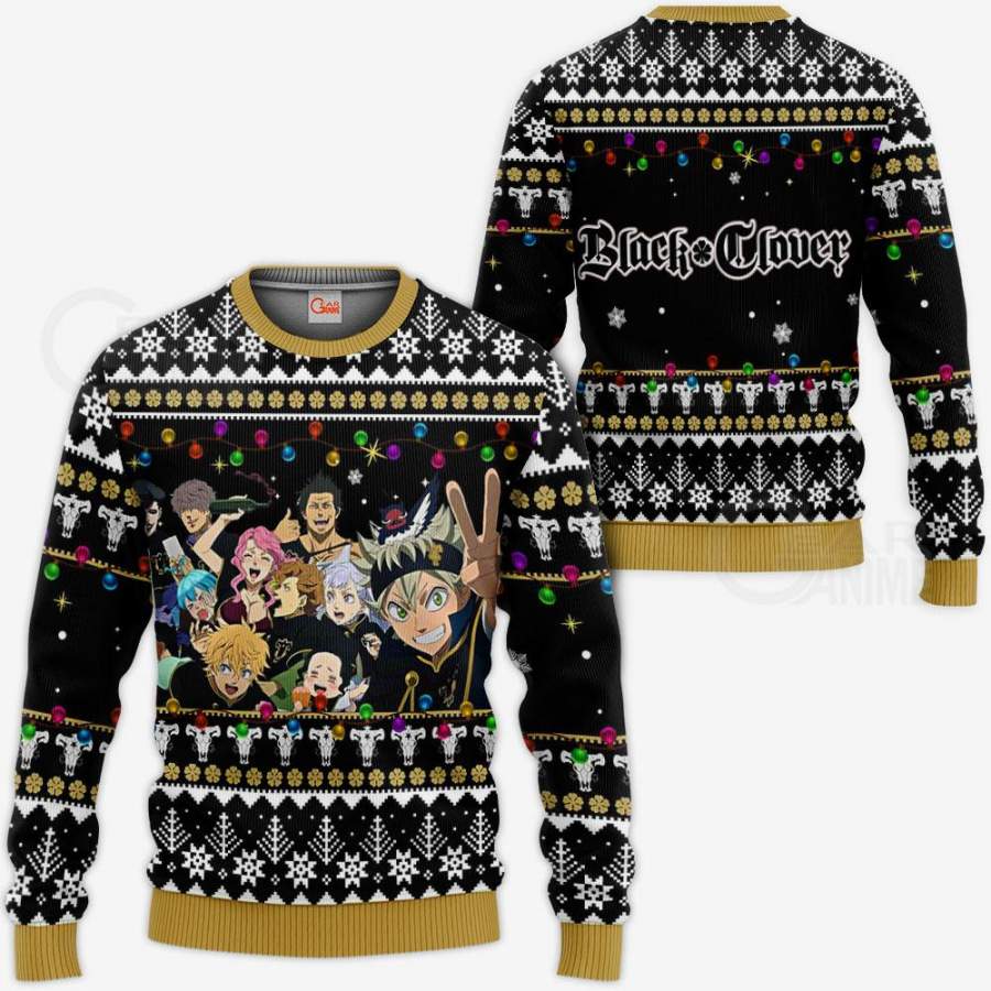 Black Bull Ugly Christmas Sweater Black Clover Anime Xmas Gift VA11