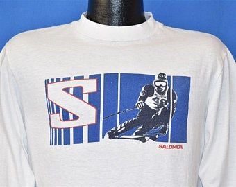 80s Ski Salomon Downhill Skiing   T-shirt  Vintage Tee 3504