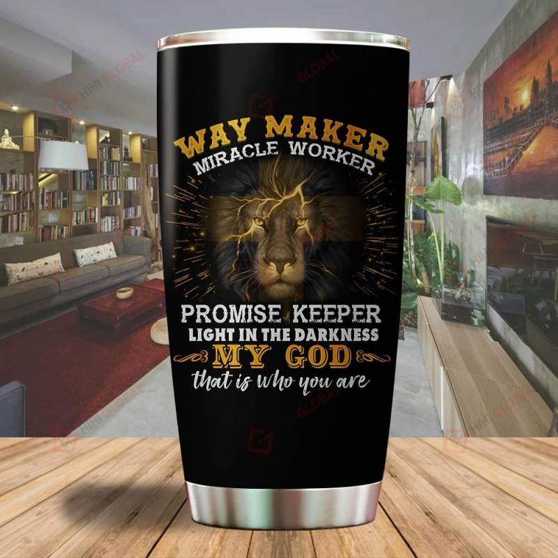 Way maker yellow cross Lion God Tumbler ALL OVER PRINTED dh051324