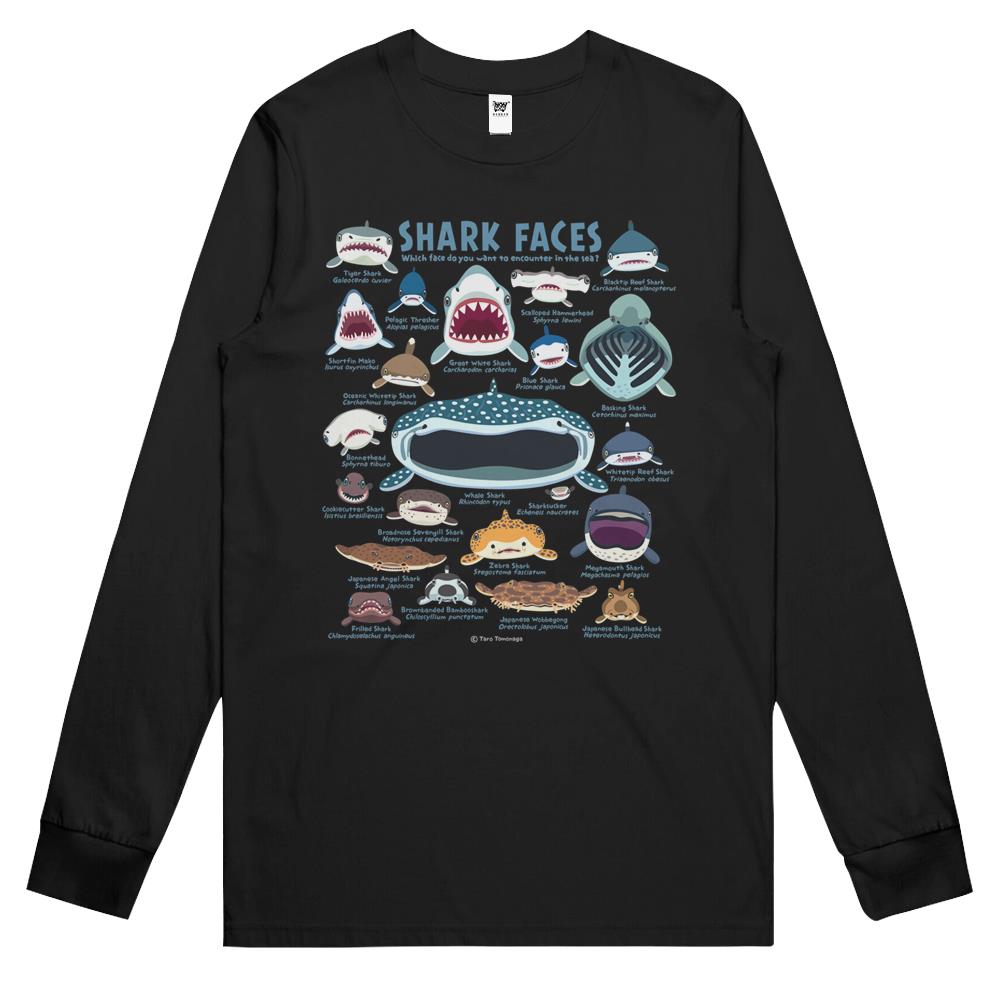 Shark Faces Long Sleeve T Shirts