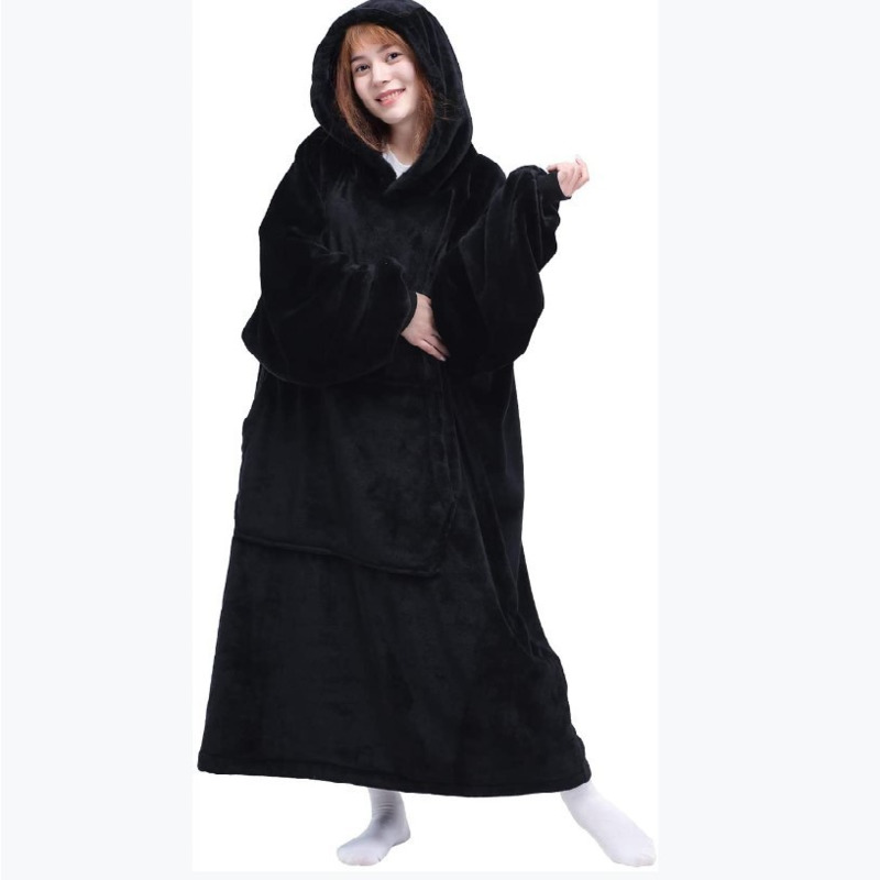 TV Blanket Hoodies Super Long Oversized Large TV Blanket With Sleeves Pullover Sweatshirt Blanket Winter Pocket Flannel Blanket alx