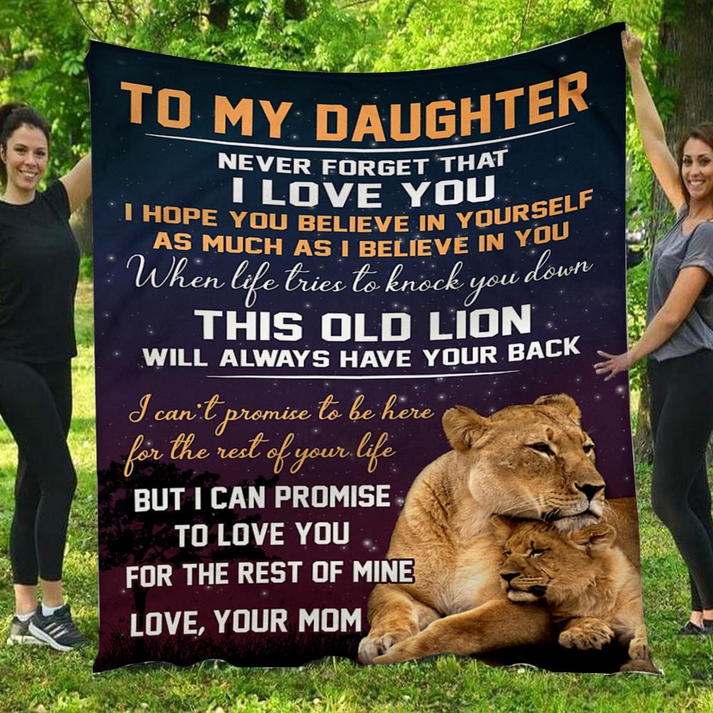 To My Daughter I Love You Love Mom Full Lion Printing  Gift – Fleece Blanket