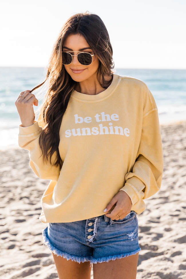 Be The Sunshine Gold Corded Graphic Sweatshirt