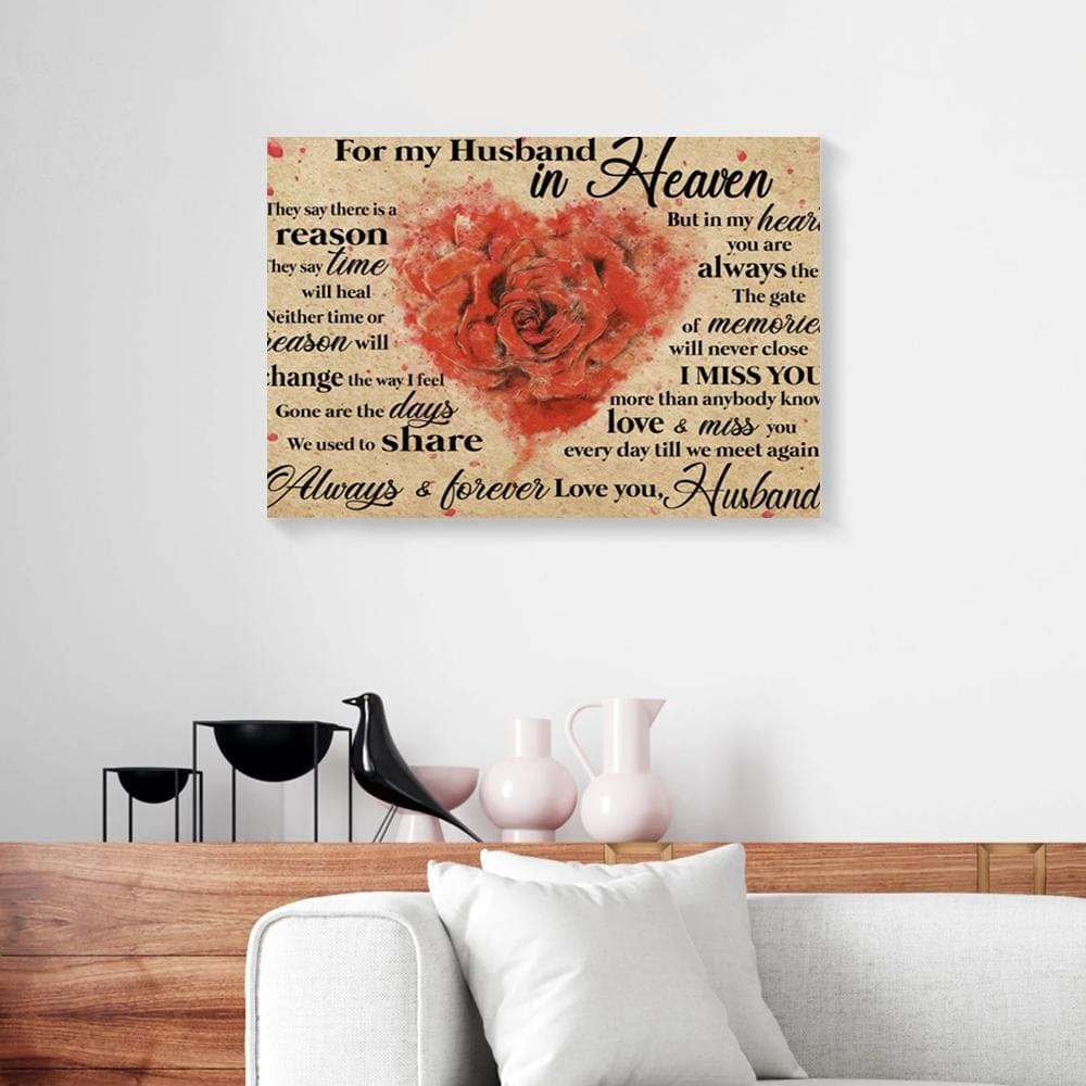 Canvas Painting For My Husband In Heaven You Are Always There In My Heart Roses Canvas Wall Art Home Decor