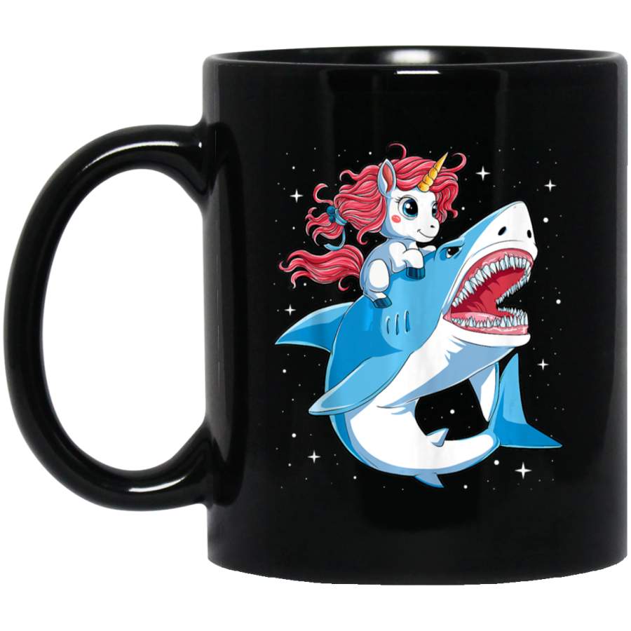 Unicorn Riding Shark Gifts Women Space Galaxy Jawsome Squad Coffee Mug