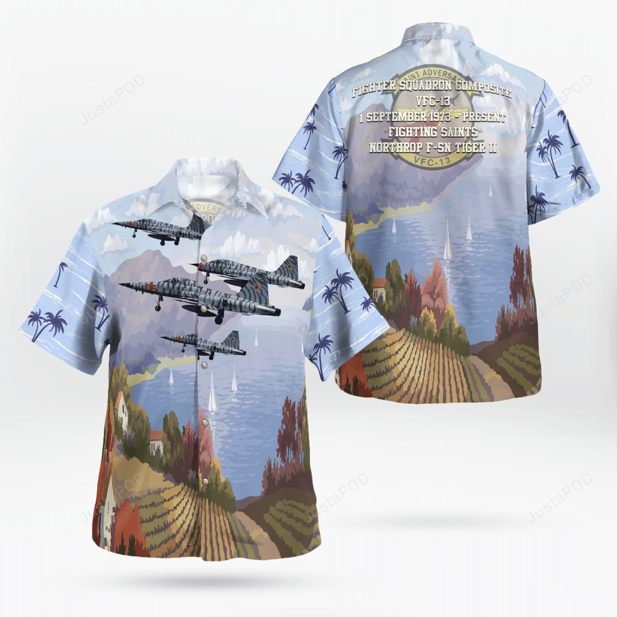 Us Navy F-5N Tiger Ii Of Vfc-13 “Fighting Saints” Hawaiian Shirt, Gift Hawaiian Shirt For Husband, Gift For Dad