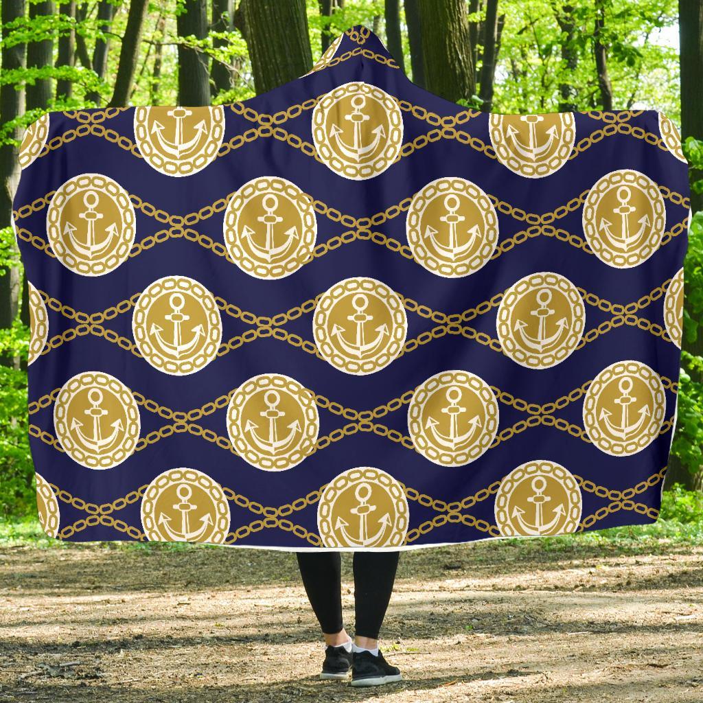 Anchor Luxury Pattern Hooded Blanket