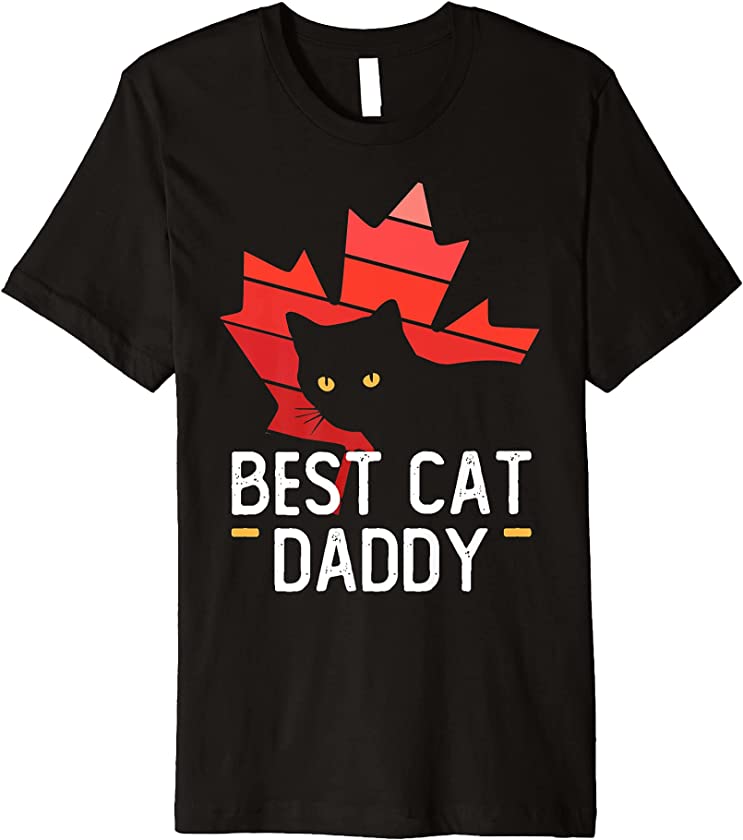 Best Cat Dad Canadian Maple Men vintage Tee Happy Canada Day Premium T-Shirt