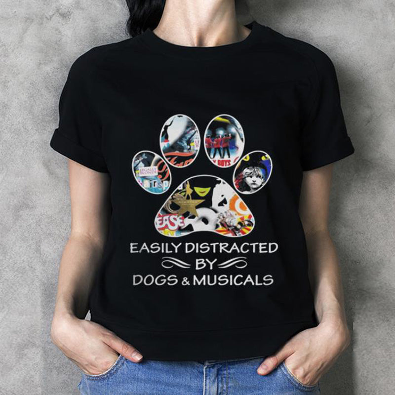 Easily Distracted By Dogs And Musical Gift Dog Lovers Men Women T shirt