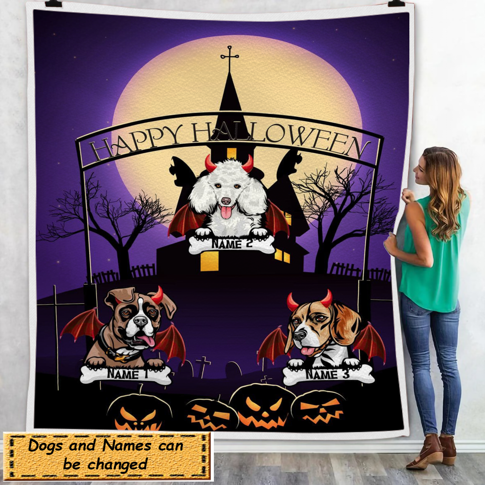 Fleece Blanket Halloween Crazy Dogs Live Here Fbl024