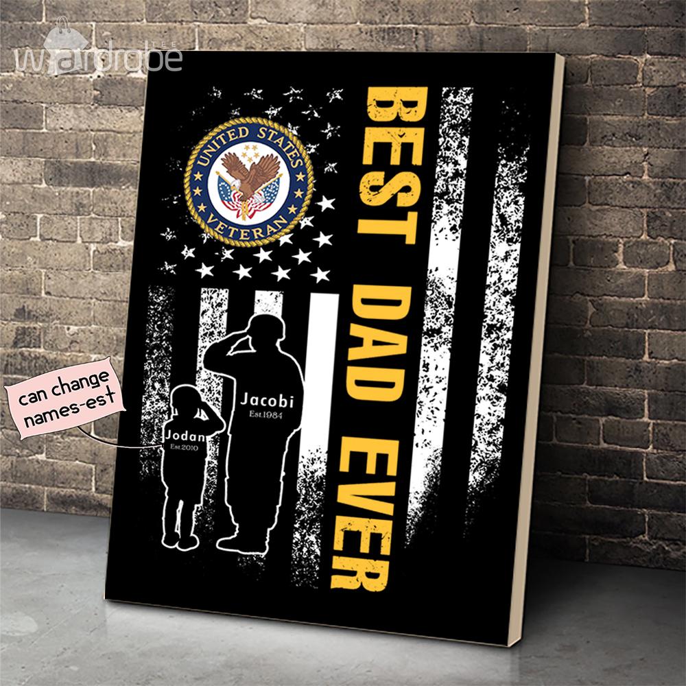 Personalized Father’s Day Gift Custom Canvas Dad And Son United State Veteran 1