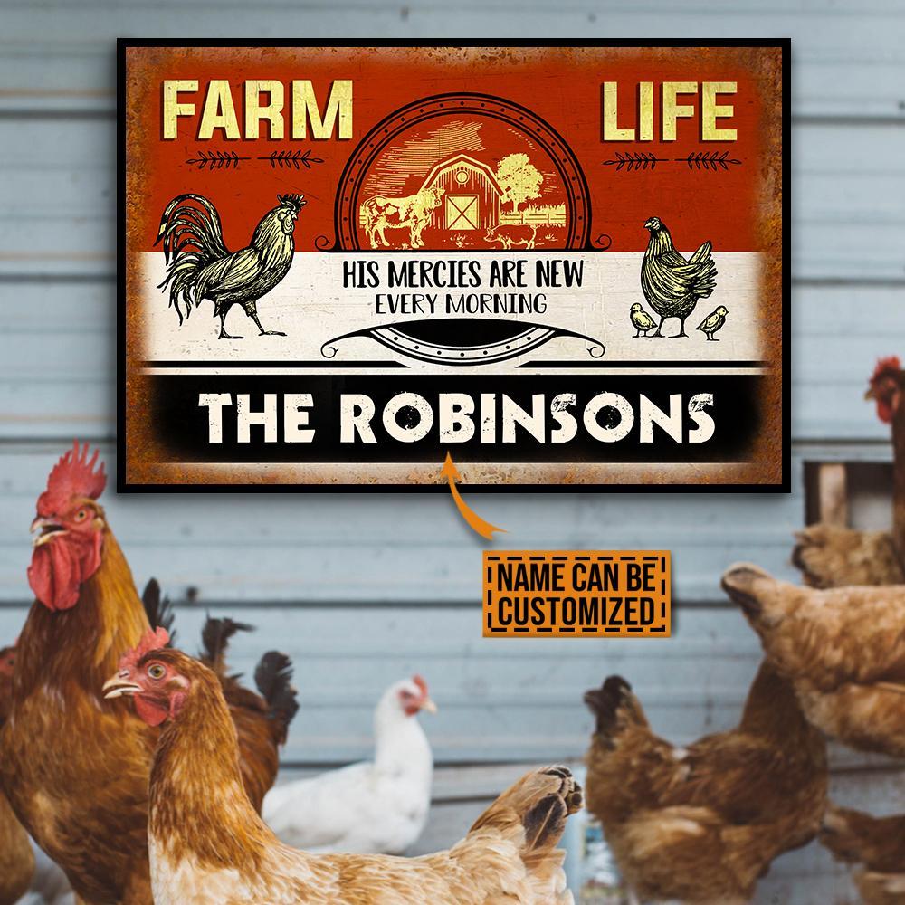 Aeticon Gifts Personalized Chicken Farm Life His Mercies Canvas Mom Dad Gift Home Decor