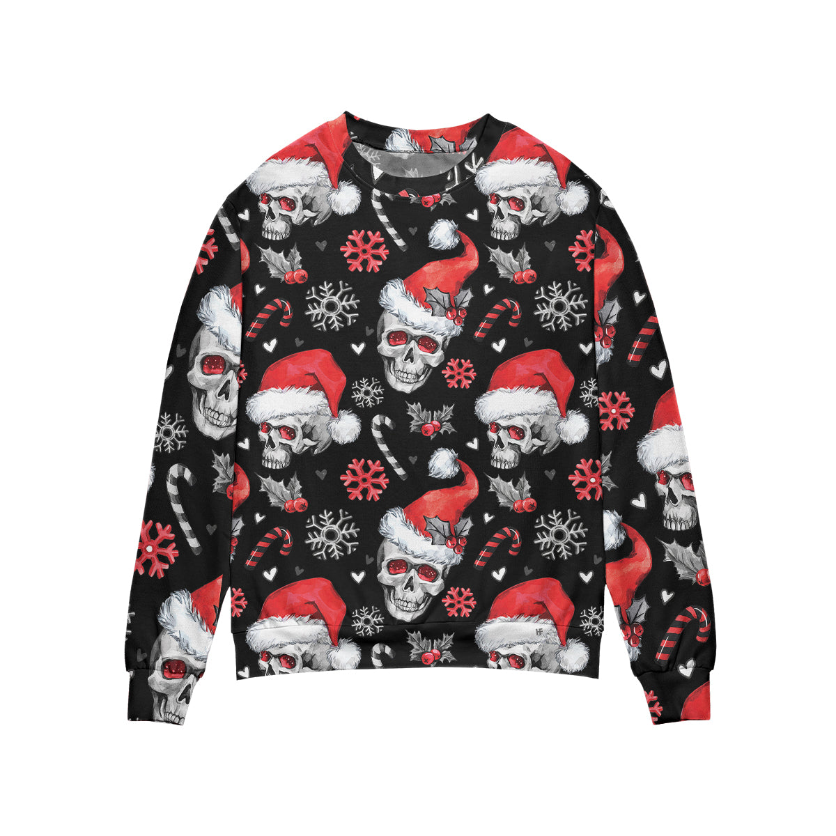 Christmas Skulls With Candy Canes All Over Print Sweater, Scary Christmas Sweater Shirt