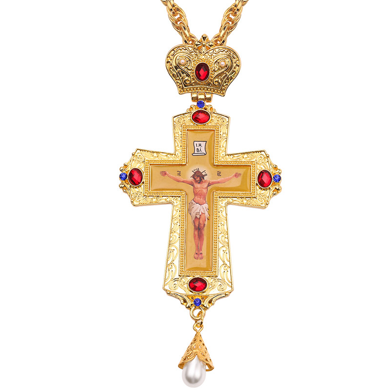 120CM Big Long Necklace Hip Hop Punk Pectoral Cross Religious Jewelry Gold Silver Color for pastor Prayer Items alx