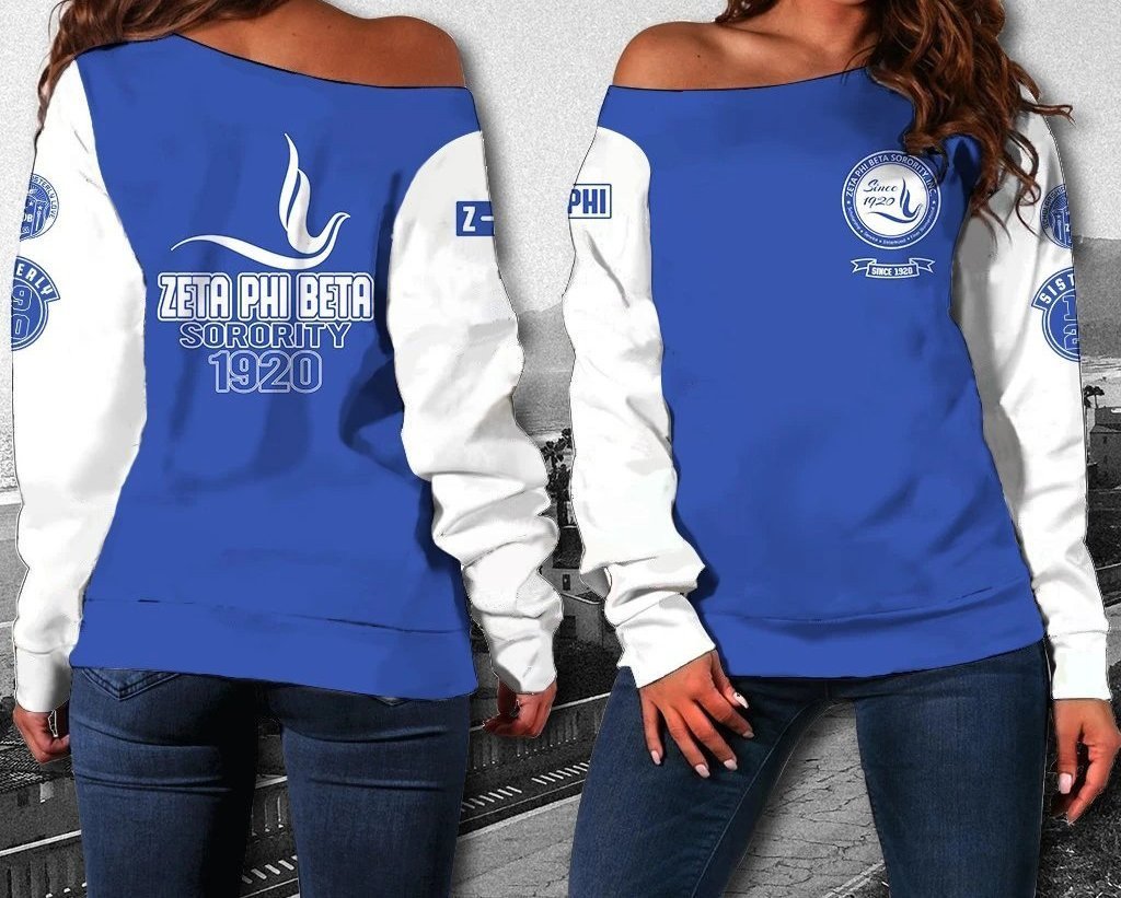 Sorority Sweatshirt – Zeta Phi Beta Sorority Women Off Shoulder