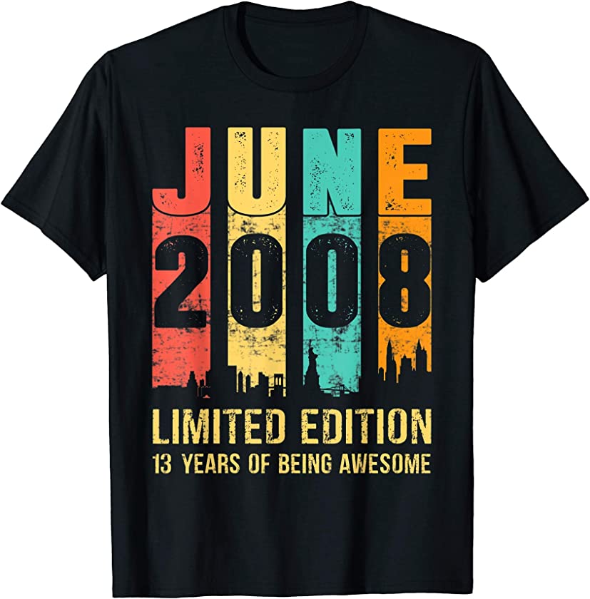 Vintage June 2008 Limited Edition 13 Year Old 13th Birthday T-Shirt