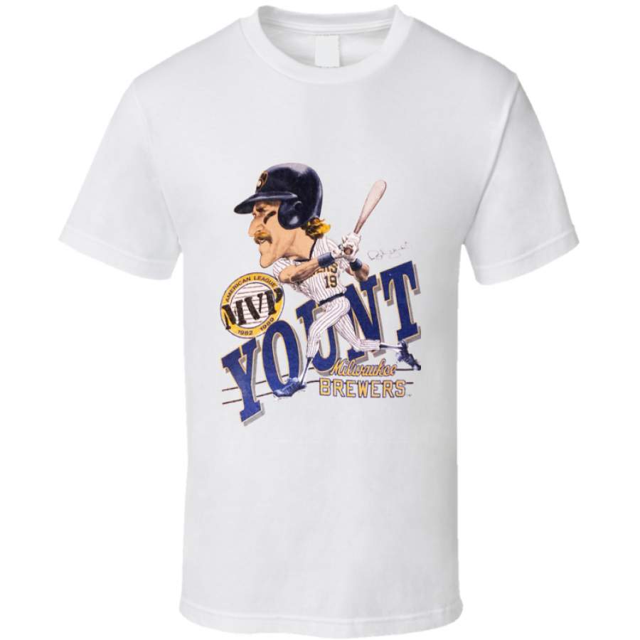 Robin Yount MVP Milwaukee Baseball Retro Caricature T Shirt