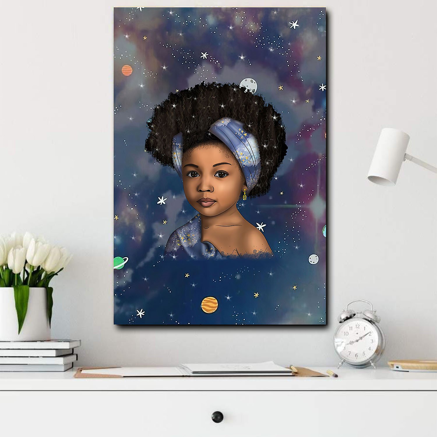 Africa Canvas Design Black Chibi Girl Home Decor