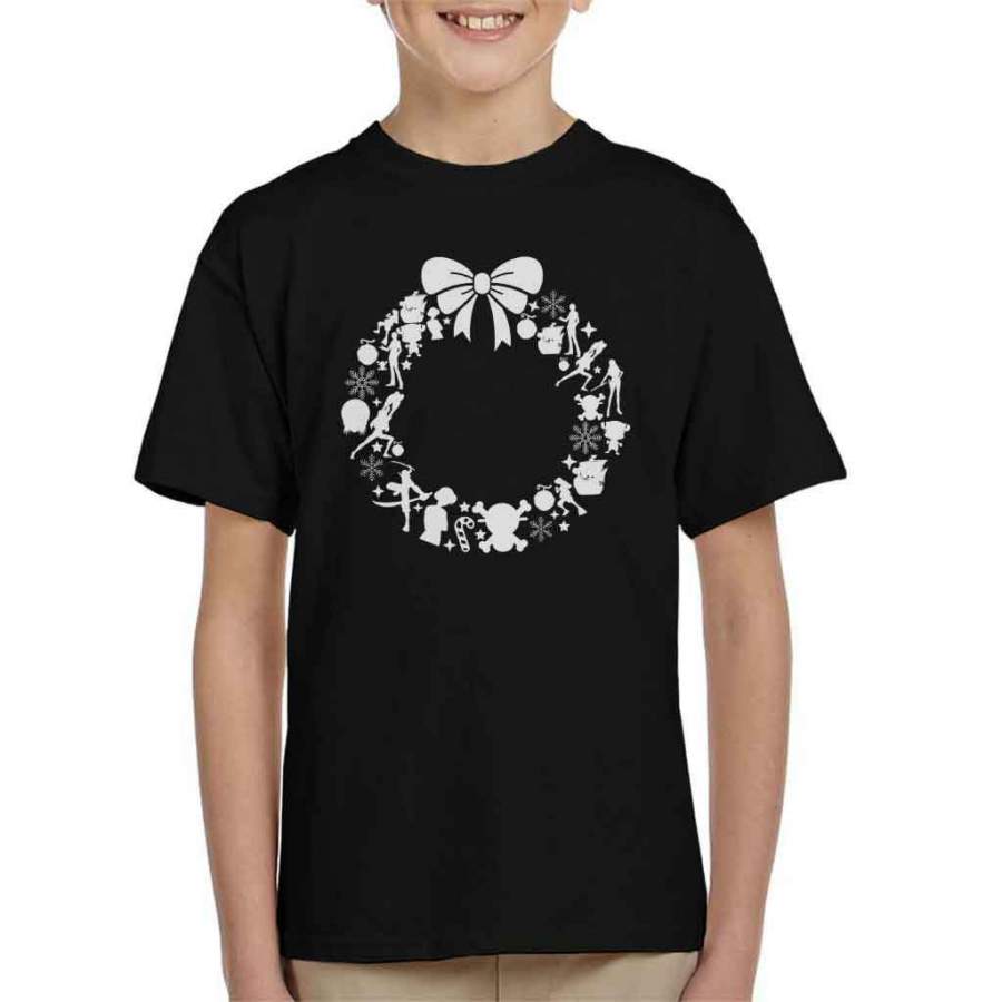 One Piece Christmas Wreath Pattern Kid’s T-shirt
