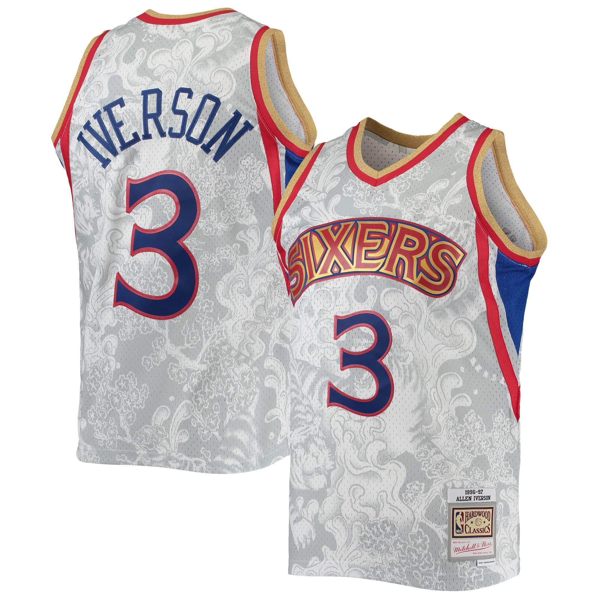 Allen Iverson Philadelphia 76ers Mitchell & Ness Hardwood Classics 1996-97 Lunar New Year Swingman Jersey – White NBA