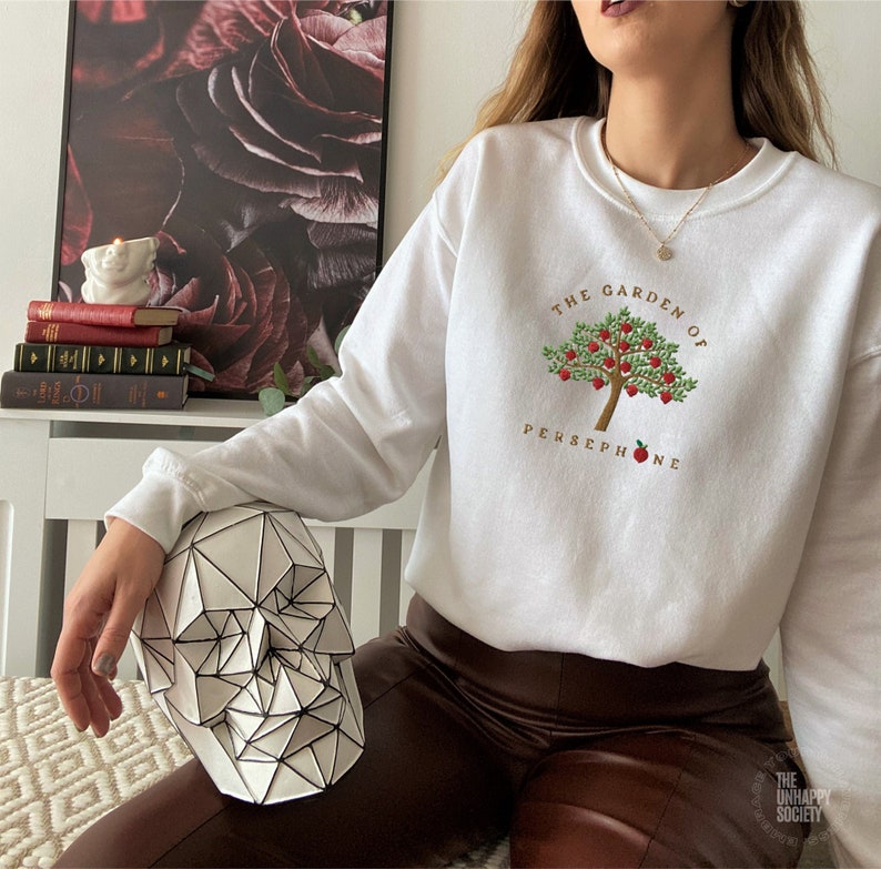 Garden Of Persephone Embroidered Sweatshirt 2D Crewneck Sweatshirt All Over Print Sweatshirt For Women Sweatshirt For Men Sws3454