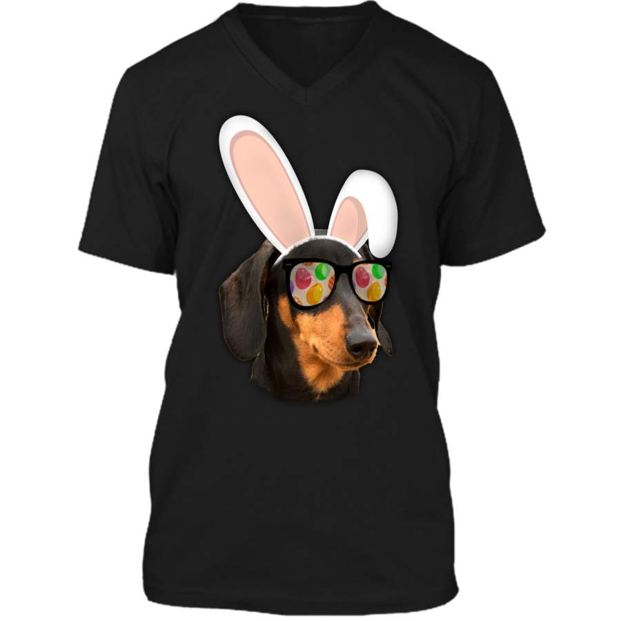 Dachshund Easter Bunny shirt Mens Printed V-Neck T