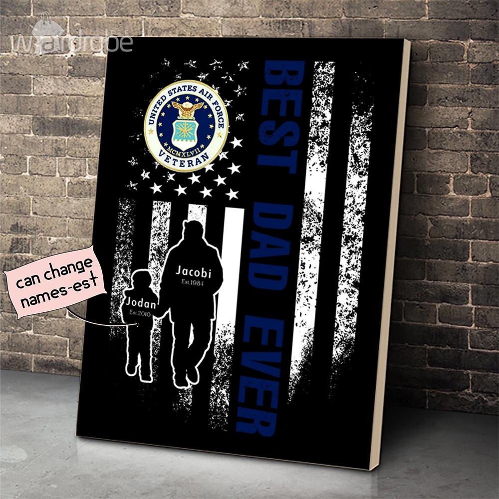 Personalized Father’s Day Gift Custom Canvas Dad And Son United States Air Force Veteran