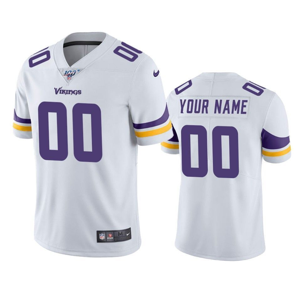 Minnesota Vikings Custom White 100Th Season Vapor Limited 3D Jersey