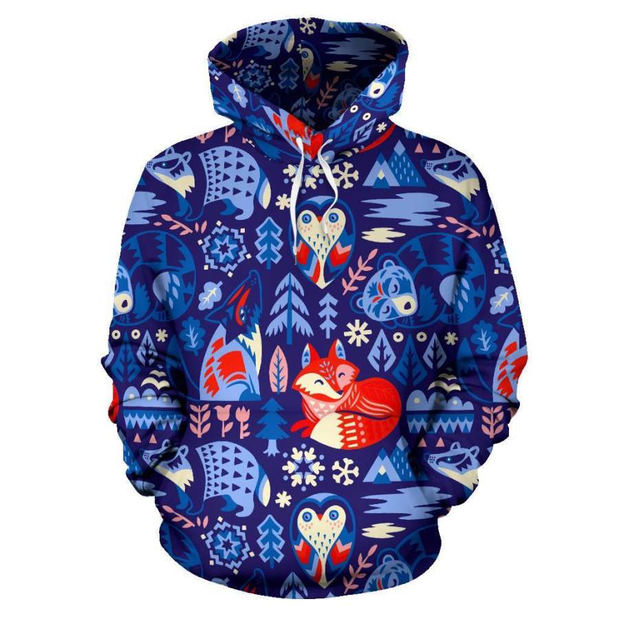 Swedish Animal Pattern Print Men Women Pullover Hoodie