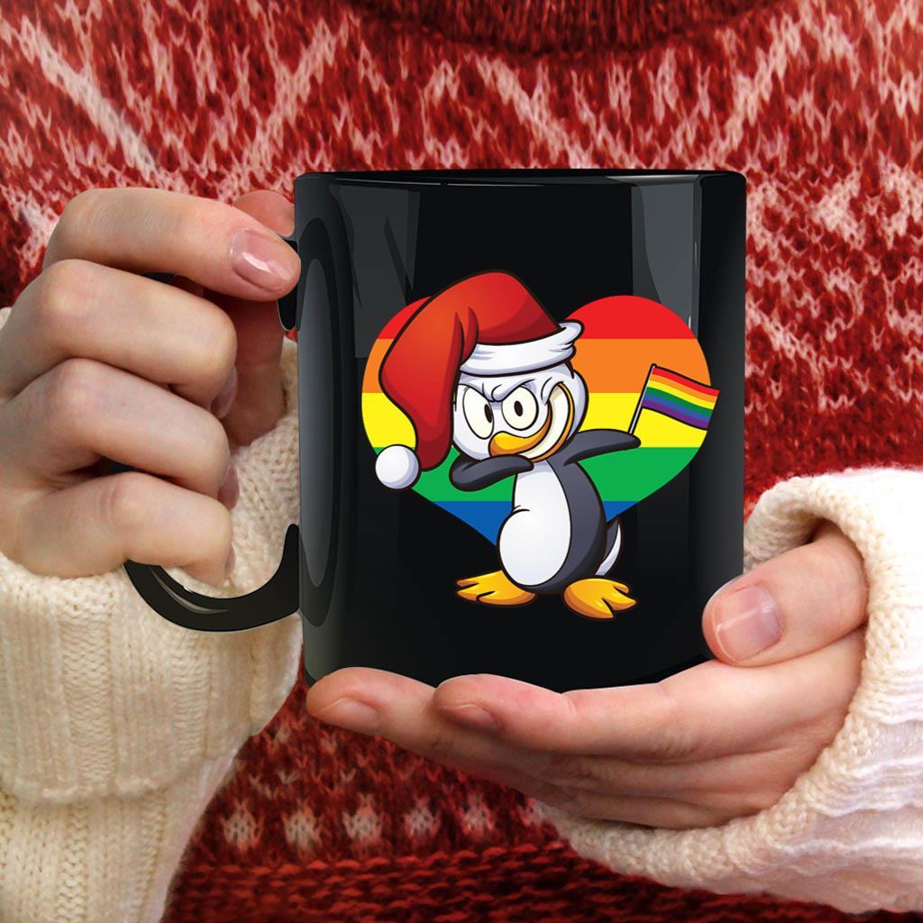 LGBT Pride Christmas Penguin Santa Mug