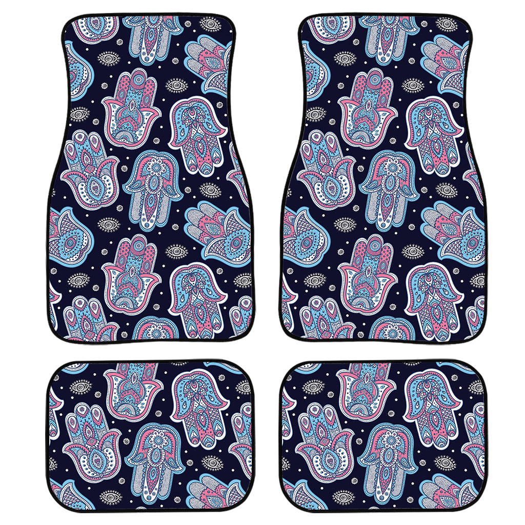 Boho Hamsa Pattern Print Front And Back Car Floor Mats, Front Car Mat