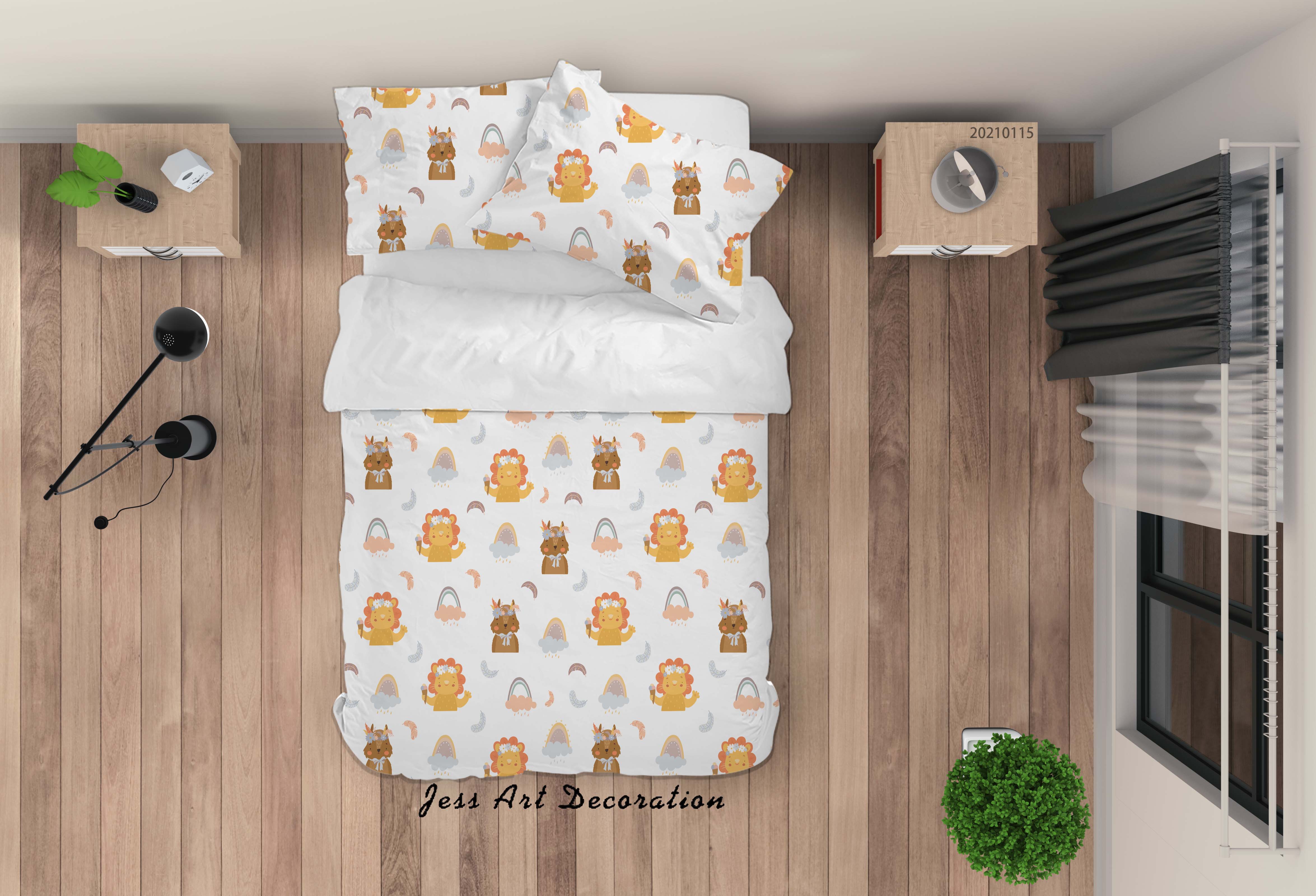 3D Cartoon Animal Lion Rainbow Quilt Cover Set Bedding Set Duvet Cover Pillowcases 54