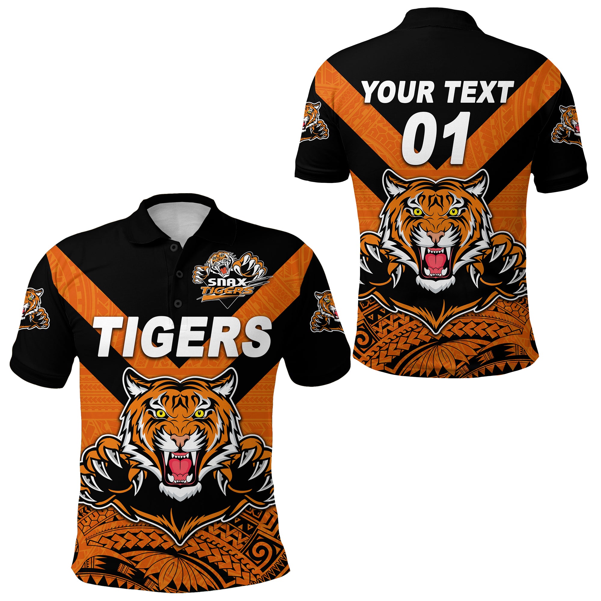 (Custom Personalised) Papua New Guinea Lae Snax Tigers Polo Shirt Rugby Original Style – Orange Lt8