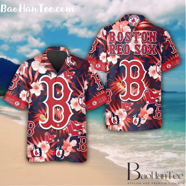 Boston Red Sox Floral Logo Hawaiian Shirt, Boston Red Sox Aloha Shirt