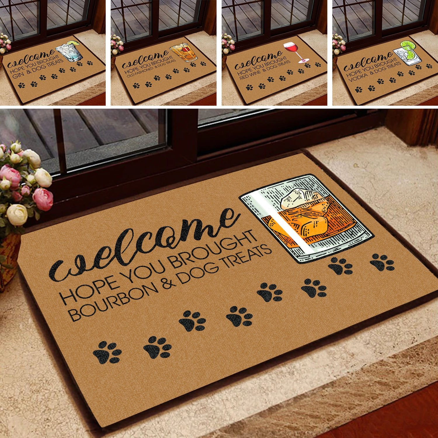 Welcome Hope You Brought Drink Dog Treat All Over Printing Doormat Pre2017