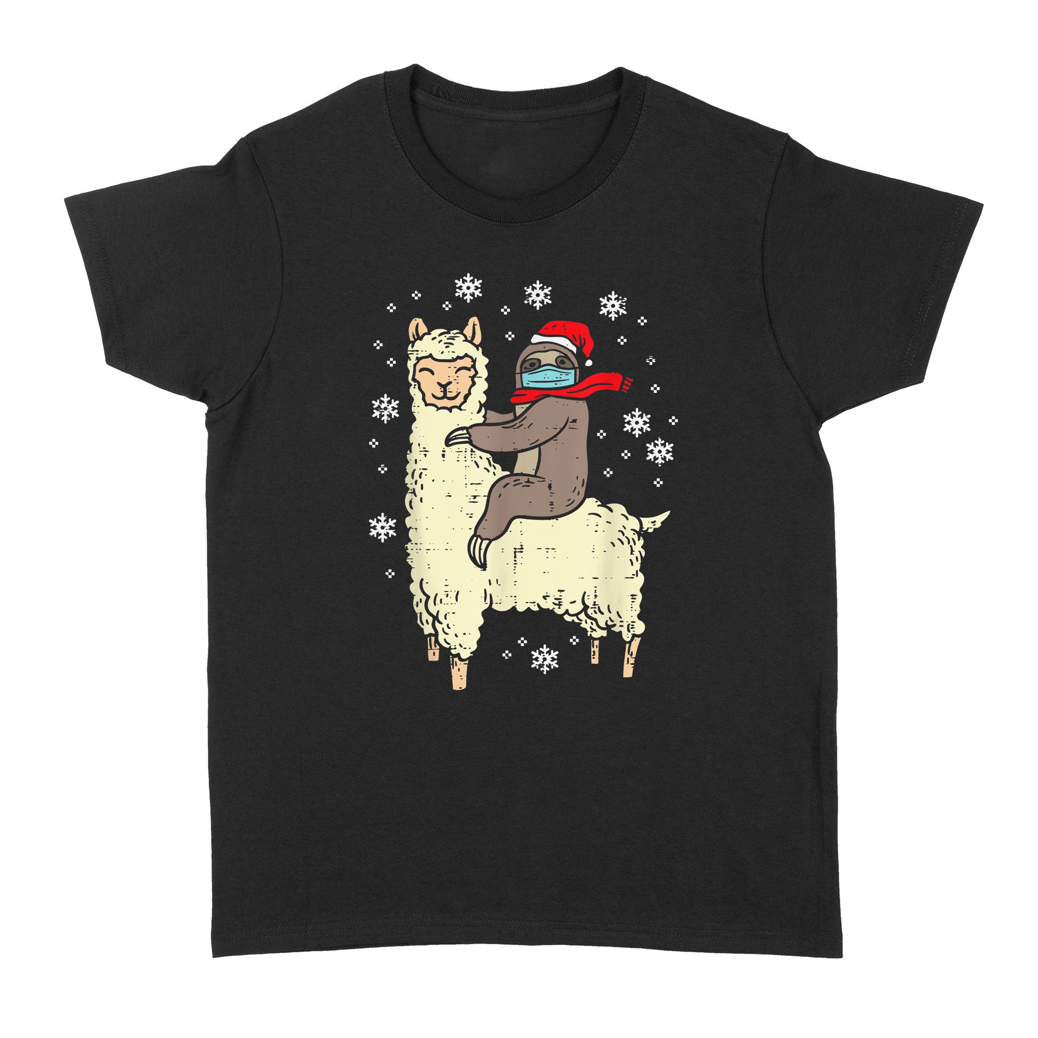 Sloth Santa Llama Face Mask Ugly Christmas Quarantine Gift – Standard Women’s T-shirt