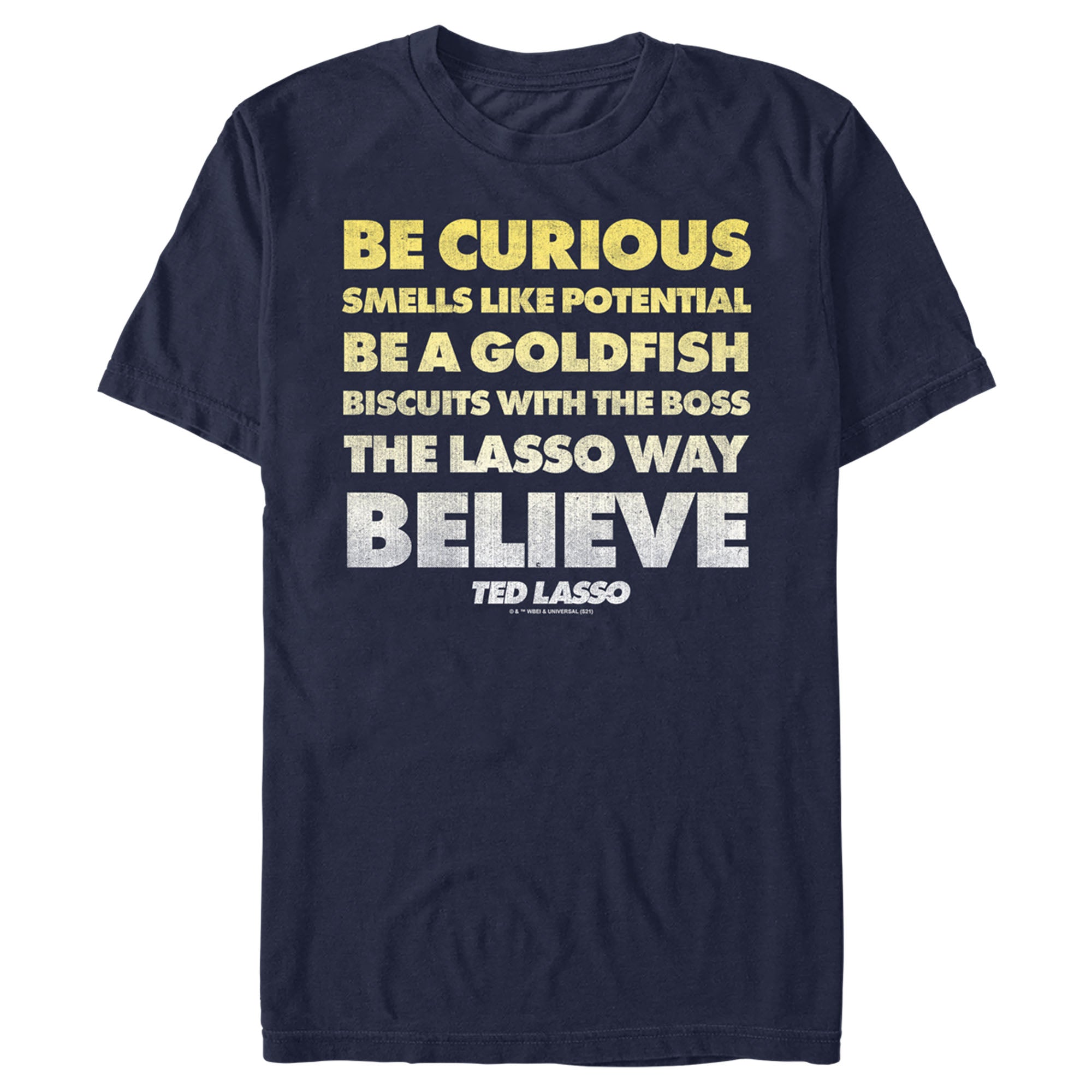 Ted Lasso Men’S Be Curious Quote Stack  T-Shirt